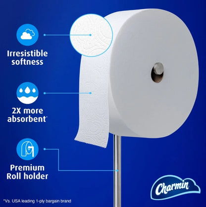 Charmin Ultra Soft Toilet Paper, Forever Roll Starter Kit, 1 Holder, 2 Rolls, 2-Ply Bath Tissue