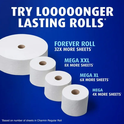 Charmin Ultra Soft Toilet Paper, Forever Roll Starter Kit, 1 Holder, 2 Rolls, 2-Ply Bath Tissue