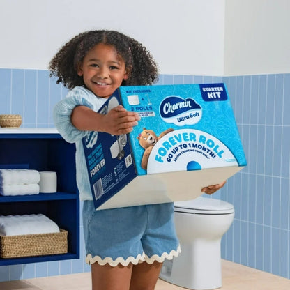 Charmin Ultra Soft Toilet Paper, Forever Roll Starter Kit, 1 Holder, 2 Rolls, 2-Ply Bath Tissue
