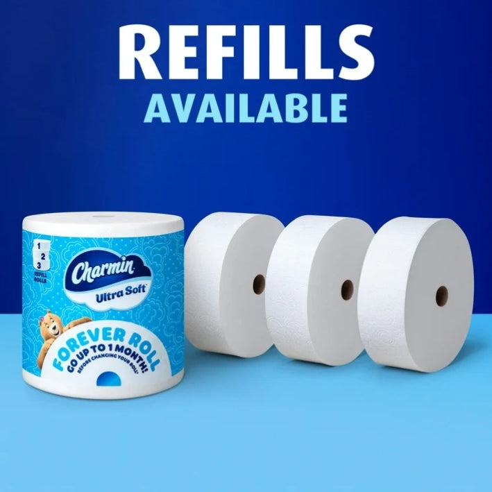 Charmin Ultra Soft Toilet Paper, Forever Roll Starter Kit, 1 Holder, 2 Rolls, 2-Ply Bath Tissue