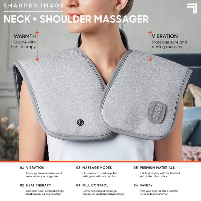 Sharper Image Heated Neck and Shoulder Massager Wrap