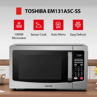 TOSHIBA EM131A5C-SS Countertop Microwave Ovens 1.2 Cu Ft with 12.4" Removable Turntable Smart Humidity Sensor