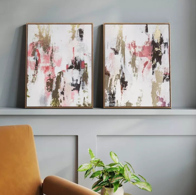 (Set of 2) 16"x20" Foil Abstract Canvas Framed Arts - Threshold™