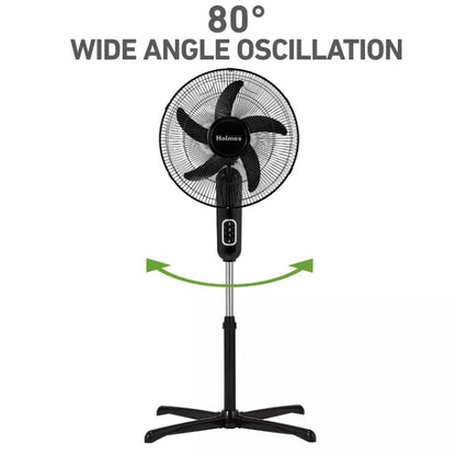 (New) Holmes 16" Blade Breeze Manual Stand Oscillating Fan Black