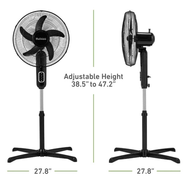 (New) Holmes 16" Blade Breeze Manual Stand Oscillating Fan Black