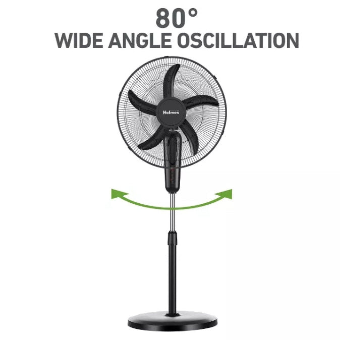 (New) Holmes 18" Digital Oscillating 3 Speed Stand Fan with Remote Control Black