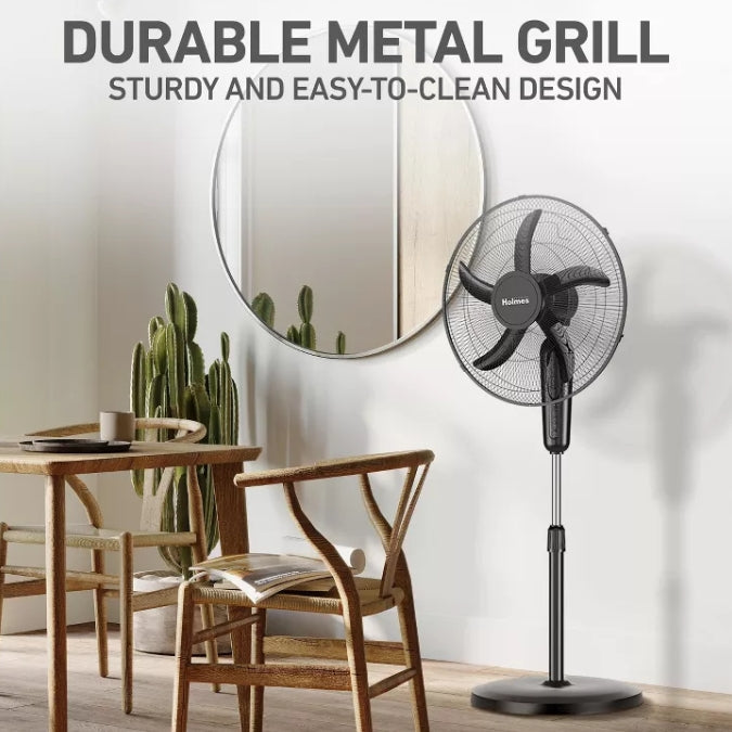 (New) Holmes 18" Digital Oscillating 3 Speed Stand Fan with Remote Control Black