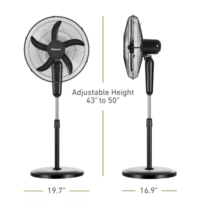 (New) Holmes 18" Digital Oscillating 3 Speed Stand Fan with Remote Control Black