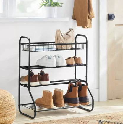 (New) 4-Tier Shoe Rack with Basket - Brightroom