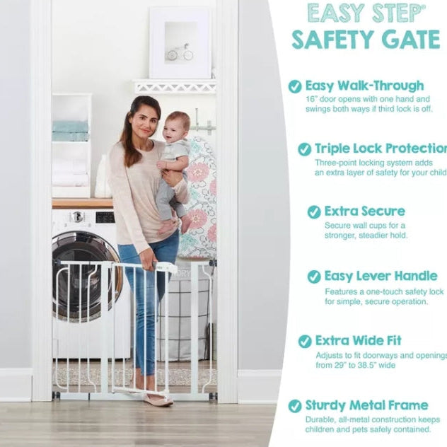 Regalo Easy Step Metal Walk Through Gate - White