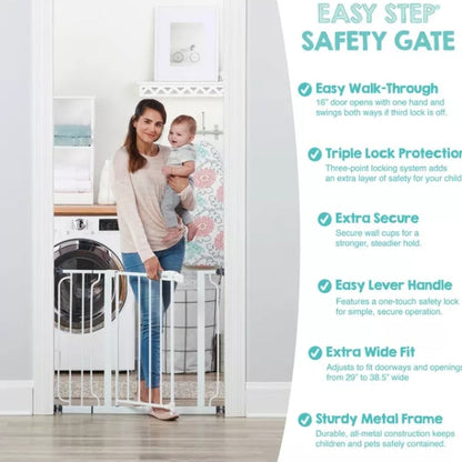 Regalo Easy Step Metal Walk Through Gate - White