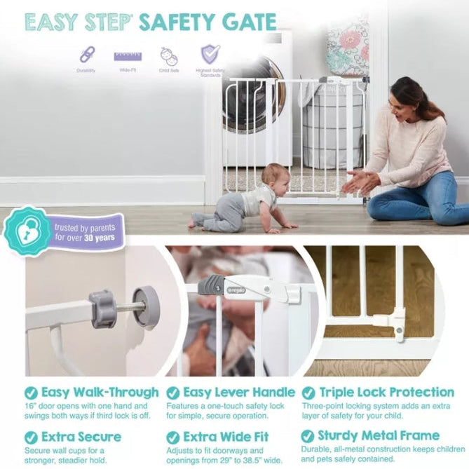 Regalo Easy Step Metal Walk Through Gate - White