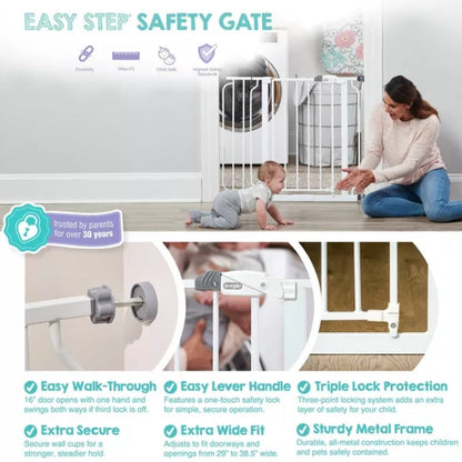 Regalo Easy Step Metal Walk Through Gate - White