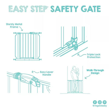 Regalo Easy Step Metal Walk Through Gate - White
