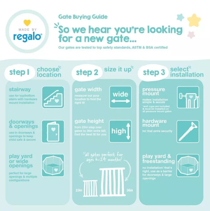 Regalo Easy Step Metal Walk Through Gate - White