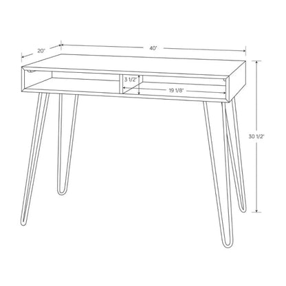 (New) Hairpin Writing Desk with Storage White - Threshold