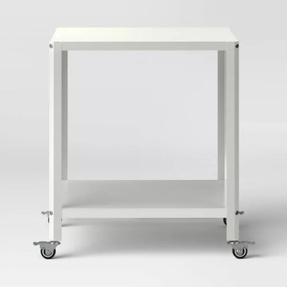 Metal Accent Rolling Side Table Chalk White - Room Essentials