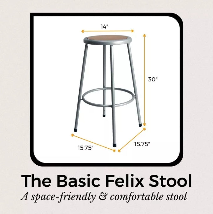 (New) Hampden Furnishings 30" Felix Collection Steel Stool Gray