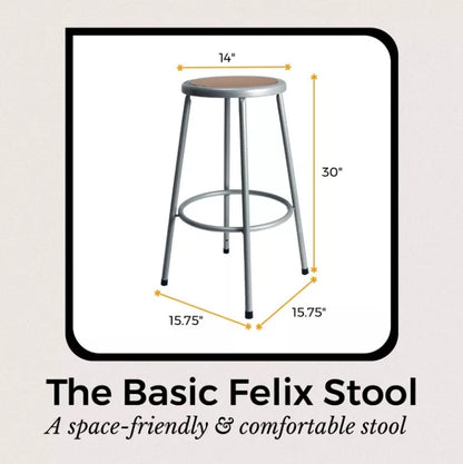 (New) Hampden Furnishings 30" Felix Collection Steel Stool Gray