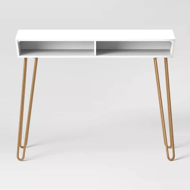 (New) Hairpin Writing Desk with Storage White - Threshold