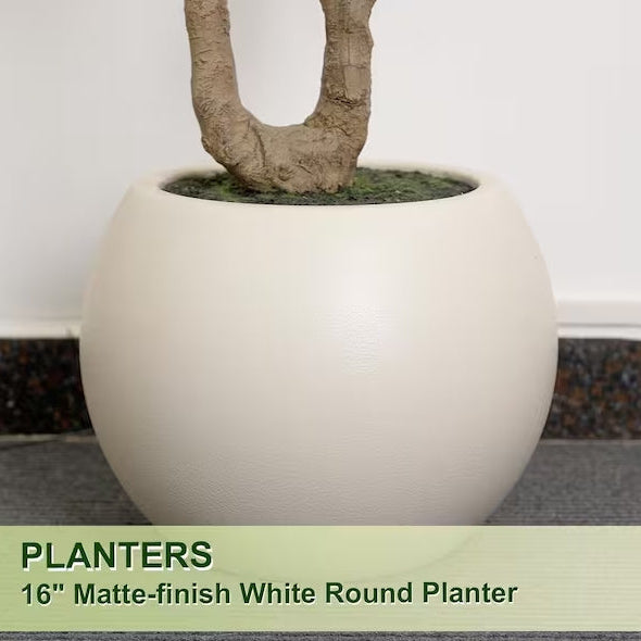 7 ft. Artificial Olive Tree Indoor/Outdoor, Faux Olive Plant in Round White Planter