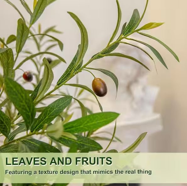7 ft. Artificial Olive Tree Indoor/Outdoor, Faux Olive Plant in Round White Planter
