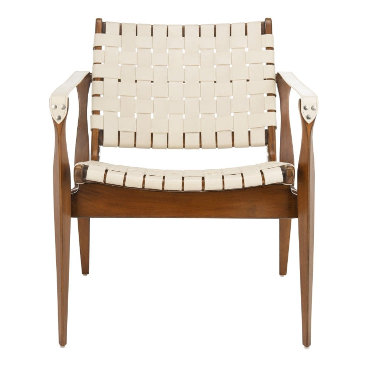 SAFAVIEH Couture Dilan Modern Leather Solid Safari Chair