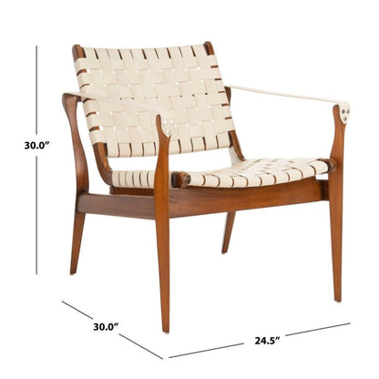 SAFAVIEH Couture Dilan Modern Leather Solid Safari Chair