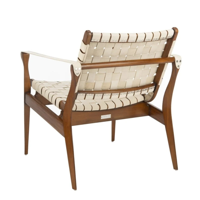SAFAVIEH Couture Dilan Modern Leather Solid Safari Chair