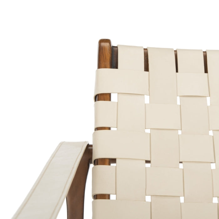 SAFAVIEH Couture Dilan Modern Leather Solid Safari Chair