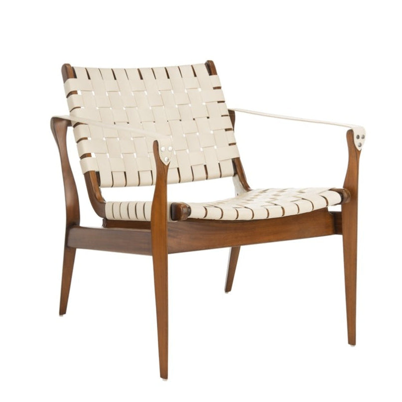 SAFAVIEH Couture Dilan Modern Leather Solid Safari Chair