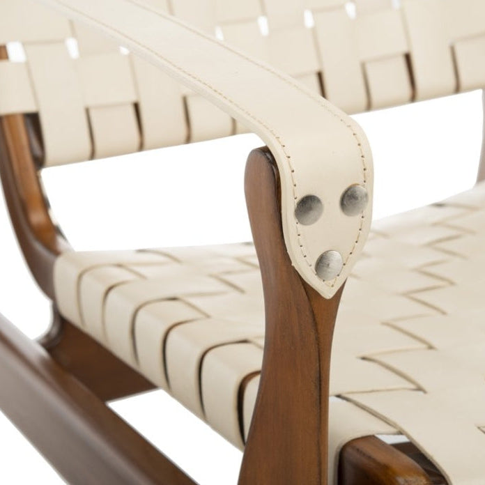 SAFAVIEH Couture Dilan Modern Leather Solid Safari Chair