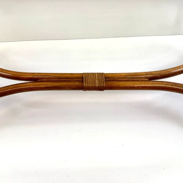 Vintage 1970's Lane Venture Rattan and Glass Console Table