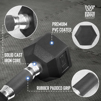 15lbs. Rubber Encased Hex Dumbbells