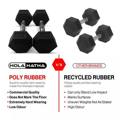 30lbs. HolaHatha Iron Hexagonal Cast Home Exercise Dumbbell