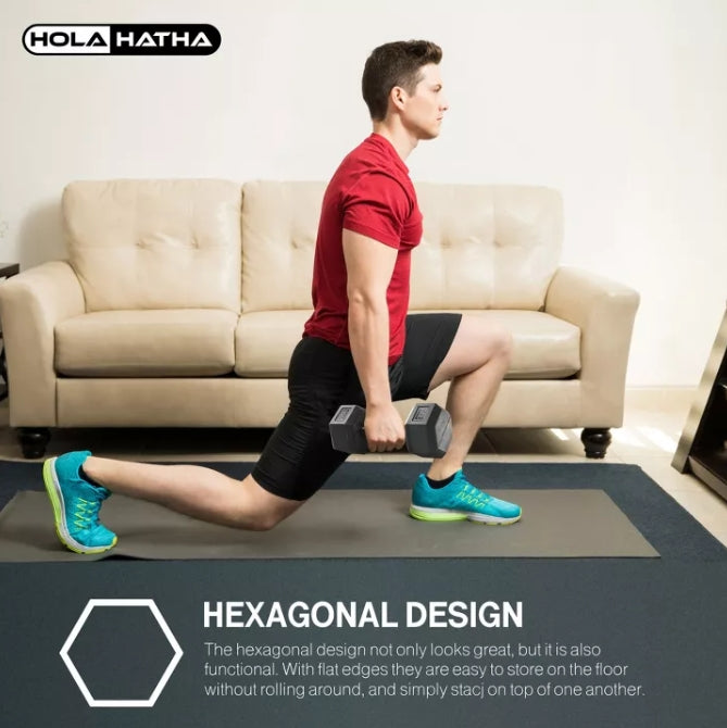 30lbs. HolaHatha Iron Hexagonal Cast Home Exercise Dumbbell