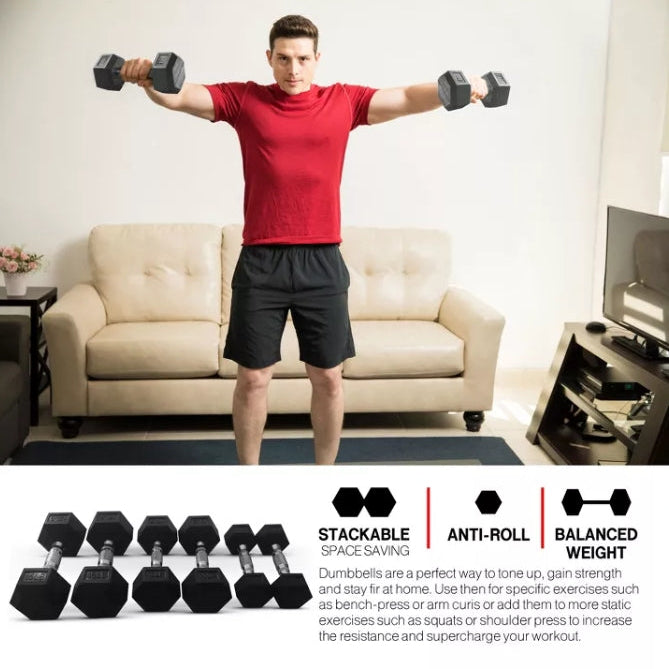 30lbs. HolaHatha Iron Hexagonal Cast Home Exercise Dumbbell