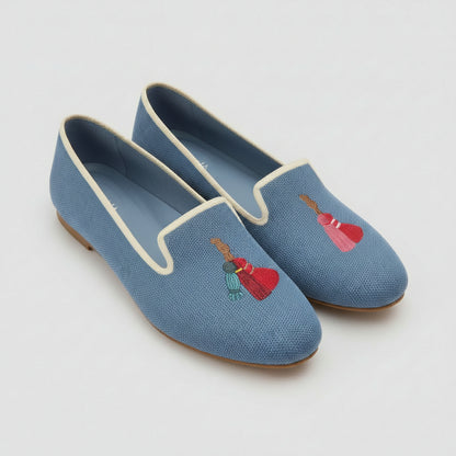 Round-Toe Embroidered Loafers (Audrey) Womens Vivaia Ballet Flats