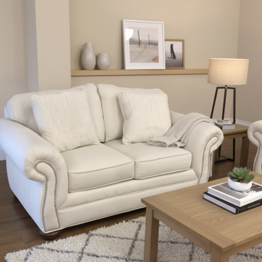 Emerald Craft Cream Fabric Love Seat