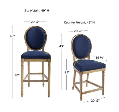 Hollie Embroidered Bar & Counter Stool
