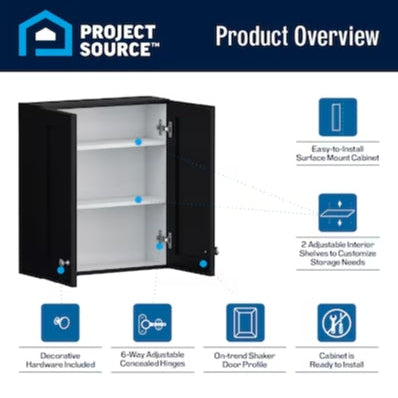 (New) Black Bathroom Wall Cabinet