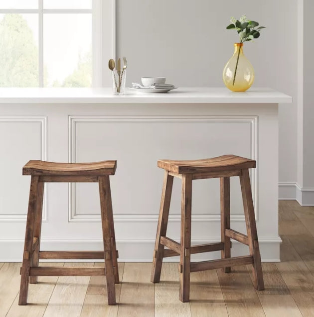 (New) Halifax 24" Farmhouse Wood Counter Height Barstool with Footrest