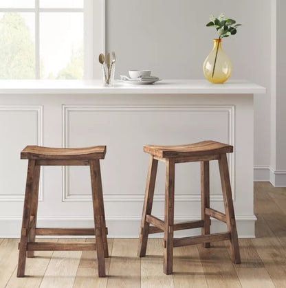 (New) Halifax 24" Farmhouse Wood Counter Height Barstool with Footrest