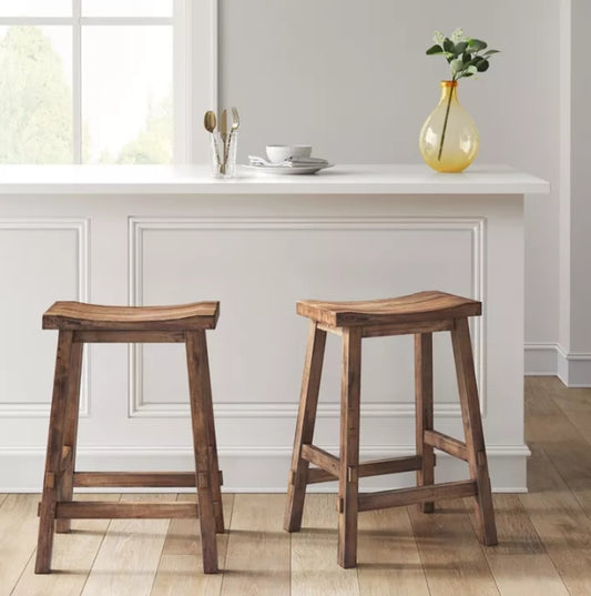 (New) Halifax 24" Farmhouse Wood Counter Height Barstool with Footrest