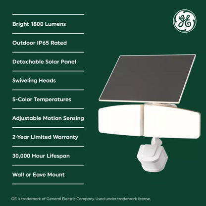 (New) GE Outdoor 5CCT Security 2 Head Solar Motion Sensing Light Fixture
