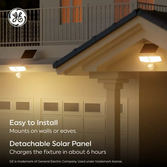 (New) GE Outdoor 5CCT Security 2 Head Solar Motion Sensing Light Fixture