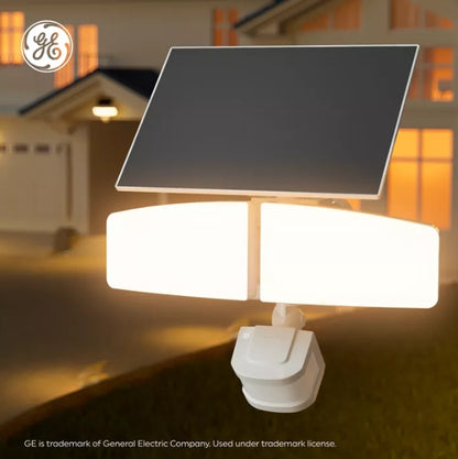 (New) GE Outdoor 5CCT Security 2 Head Solar Motion Sensing Light Fixture