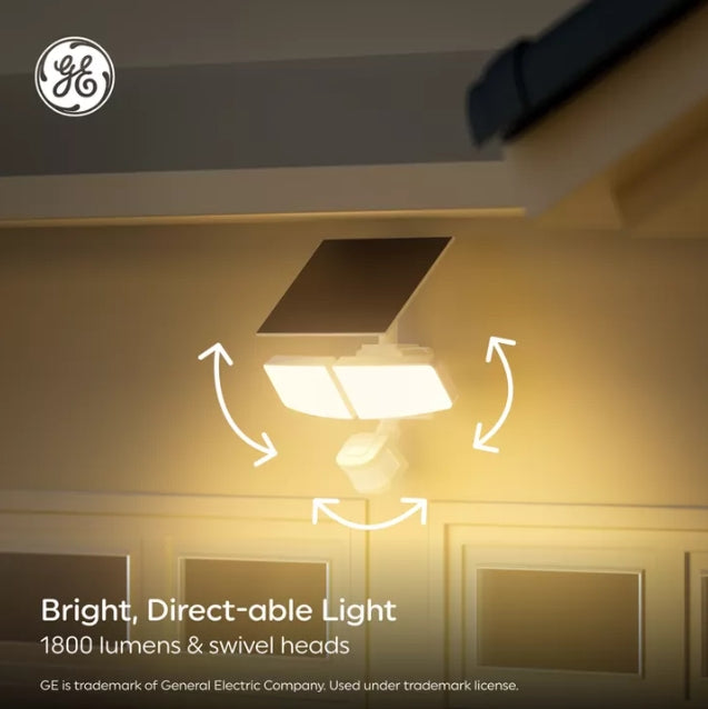 (New) GE Outdoor 5CCT Security 2 Head Solar Motion Sensing Light Fixture