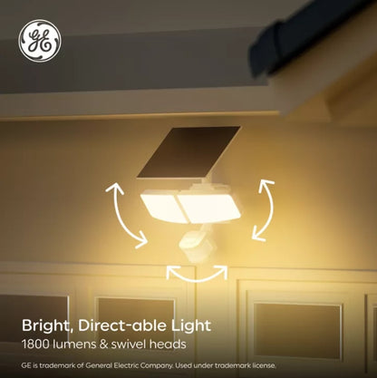 (New) GE Outdoor 5CCT Security 2 Head Solar Motion Sensing Light Fixture