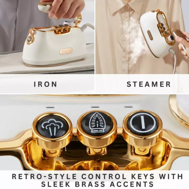 (New) SALAV IS-900 Retro Edition Duopress Steamer and Iron Pearl